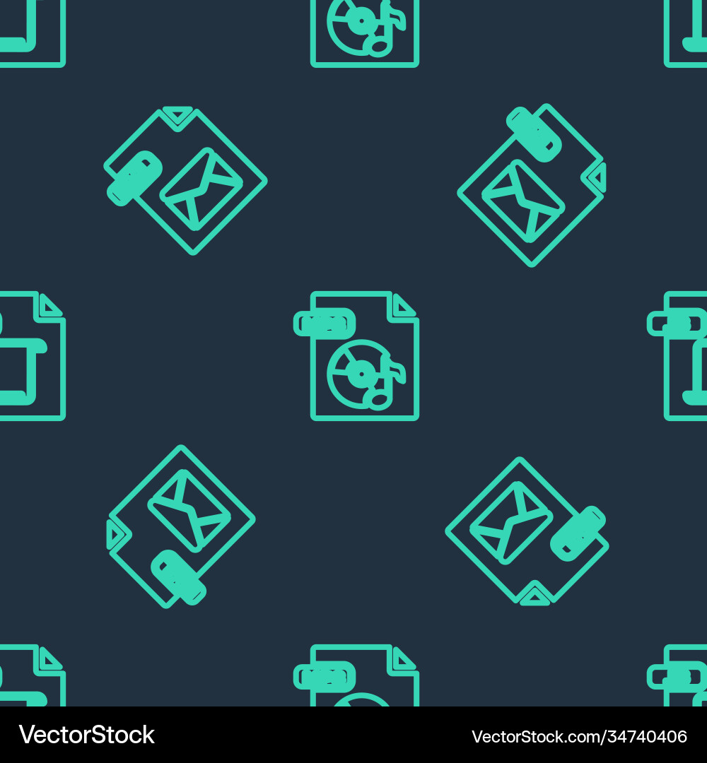 Set line mp3 file document eml and js on seamless Set line mp3 file document eml and js on seamless vector image