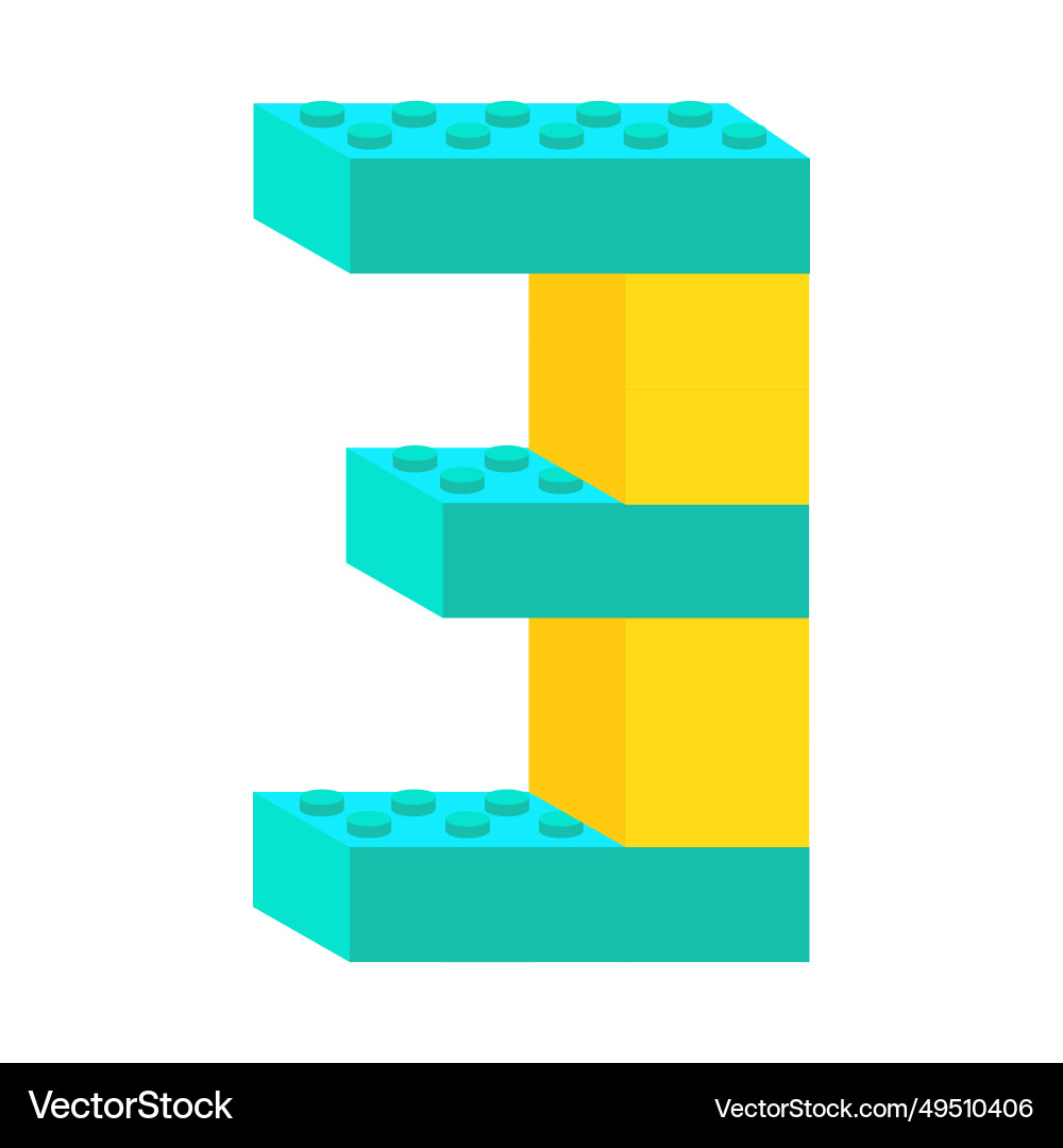 Three built from colorful plastic building blocks Three built from colorful plastic building blocks vector image
