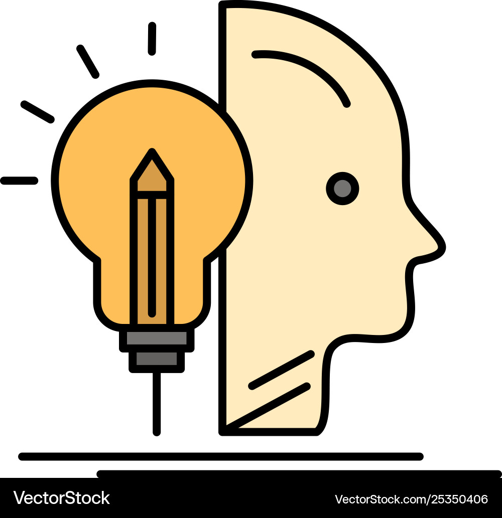 User mind making programming flat color icon User mind making programming flat color icon vector image