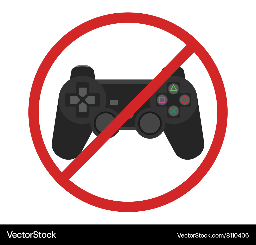 Video game console ban joystick symbol Vector Image