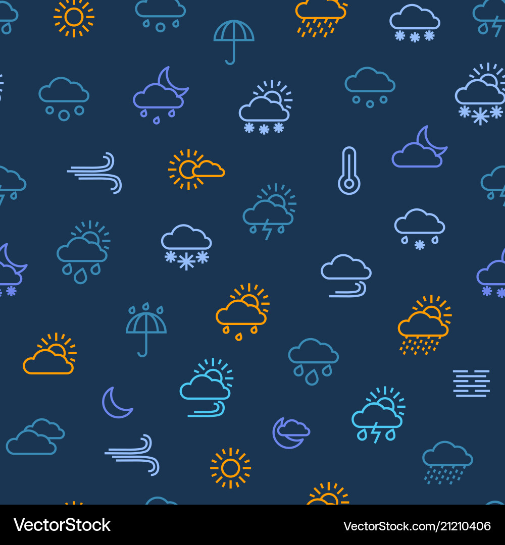 Weather forecast thin line seamless pattern Weather forecast thin line seamless pattern vector image