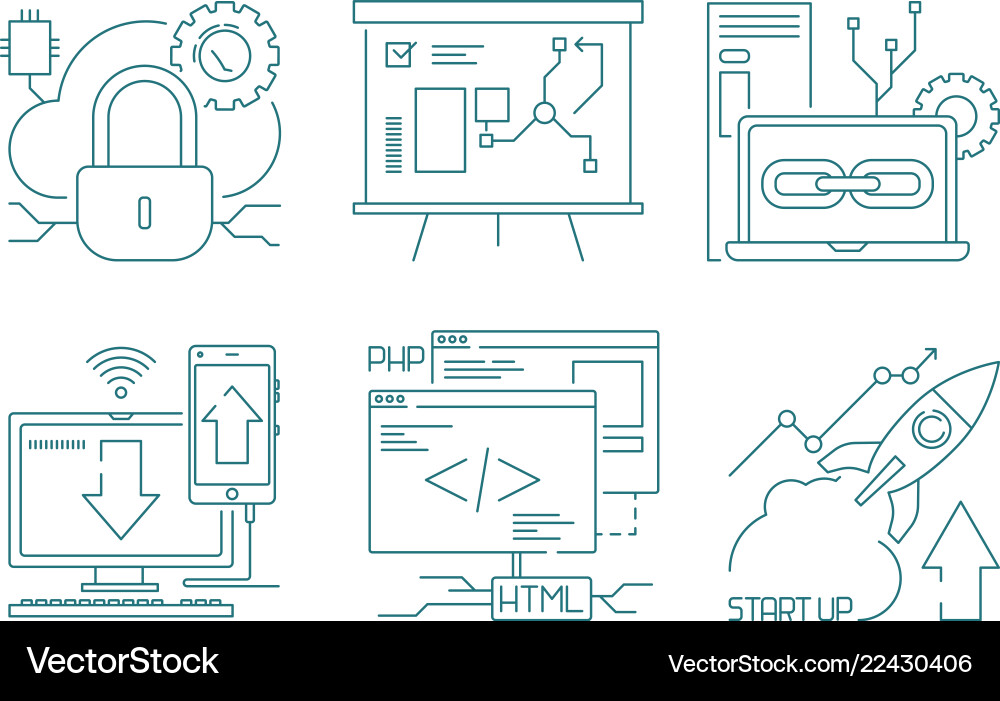 Web Development Icons & Concepts vector image