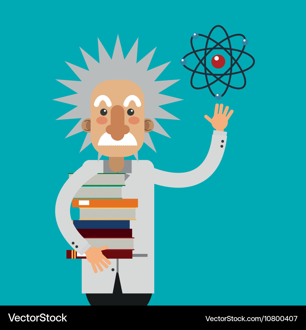 Albert einstein with science related icons image Vector Image