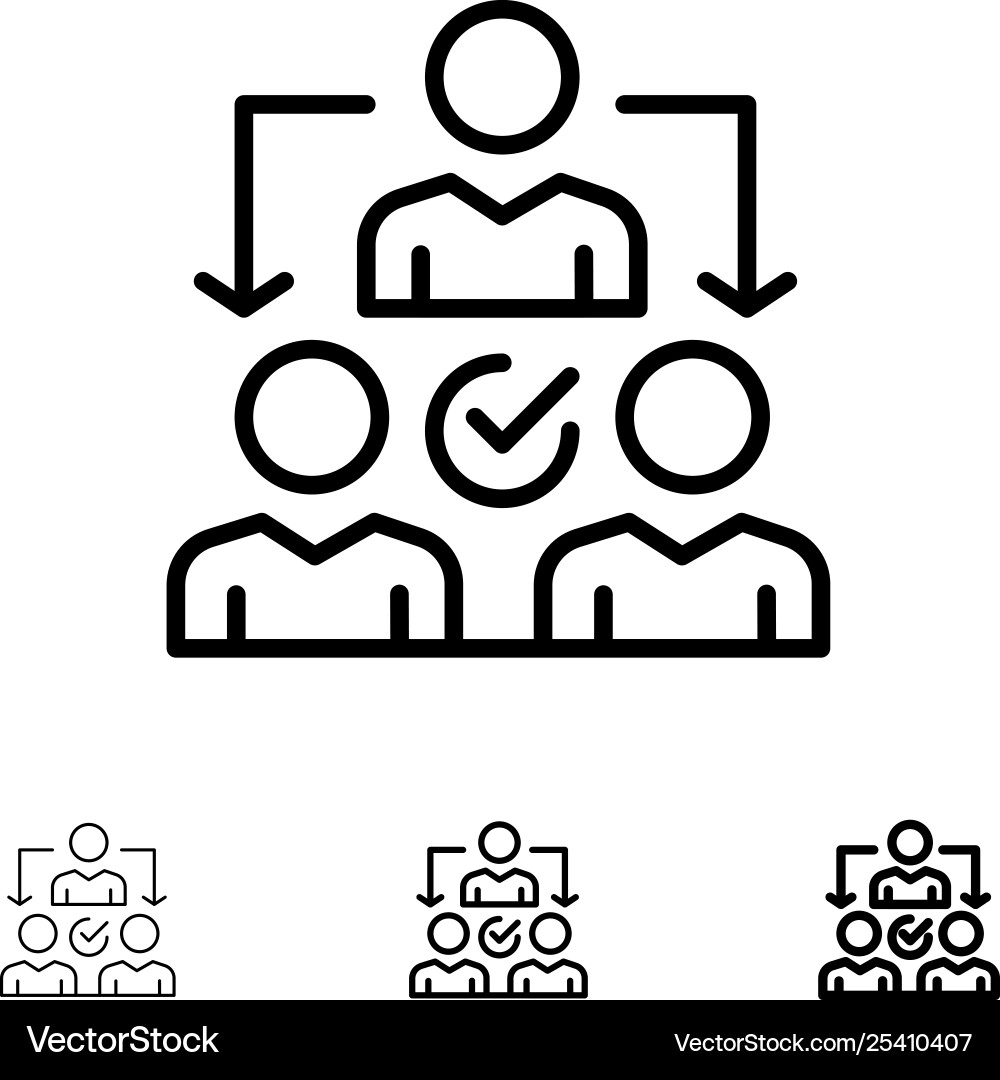 Assignment delegate delegating distribution bold Assignment delegate delegating distribution bold Vector Image
