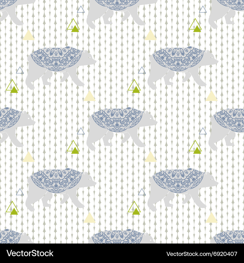 Bear seamless pattern with triangles Vector Image