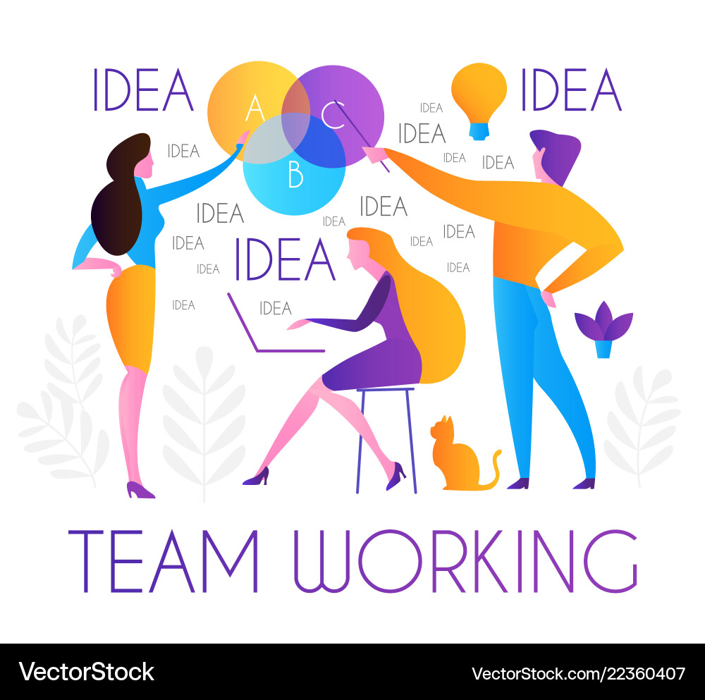 Brainstorm team working creating idea man Brainstorm team working creating idea man vector image