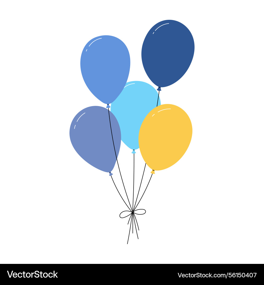 Bundle of balloons with strings simple doodle Bundle of balloons with strings simple doodle vector image