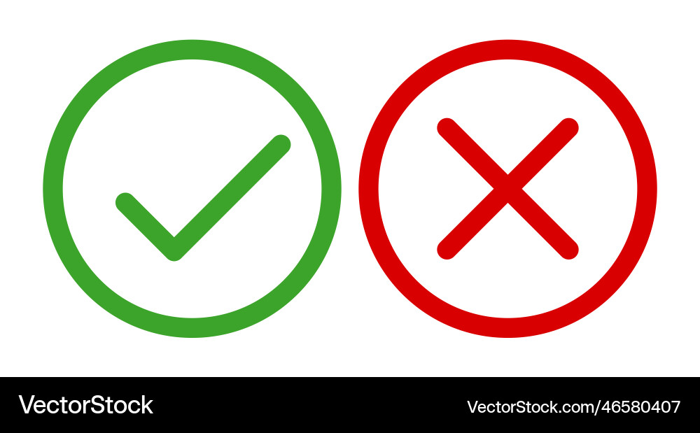 Checkmark and Cross Button Set vector image