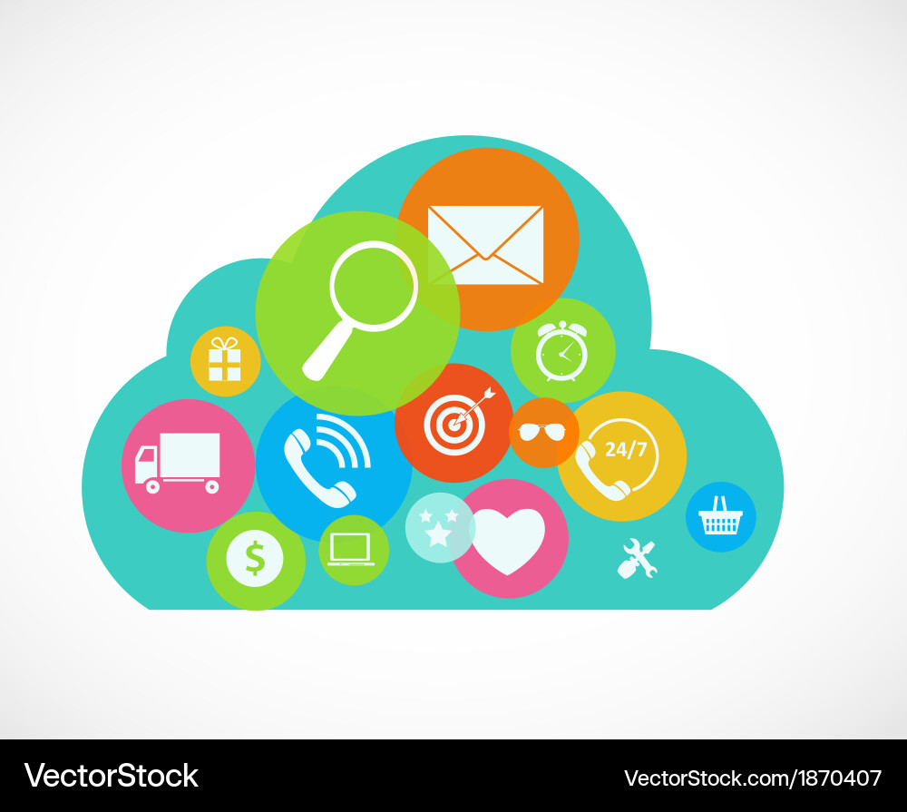 Cloud computing concept on different electronic vector image