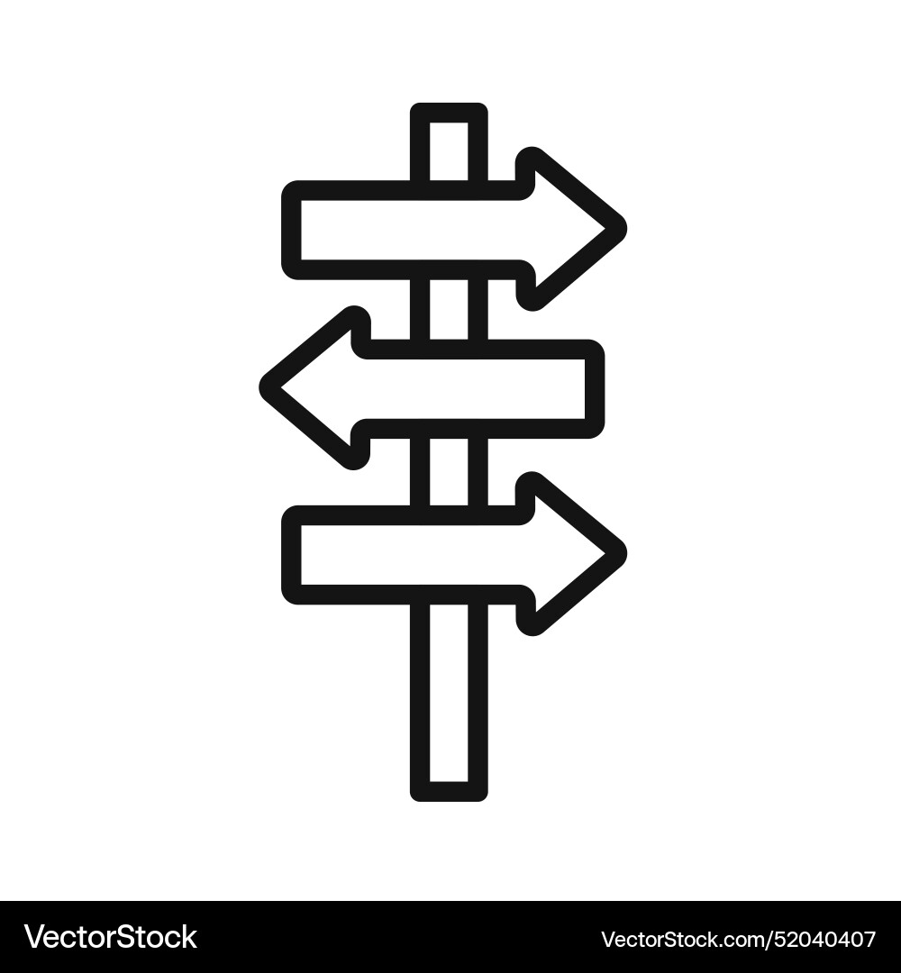 Crossroads sign icon black and white Royalty Free Vector
