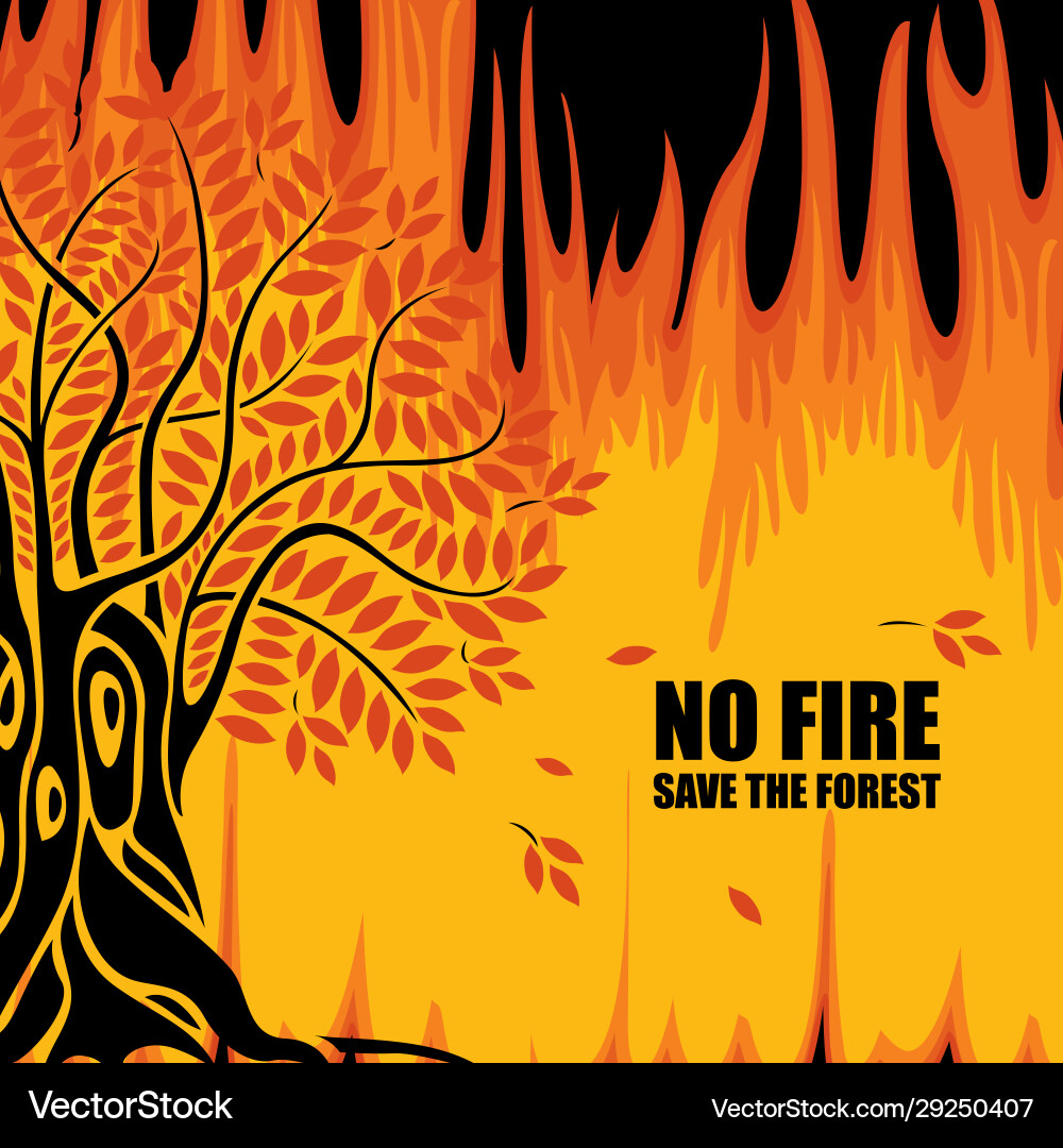 Eco poster on theme forest fires save Eco poster on theme forest fires save vector image