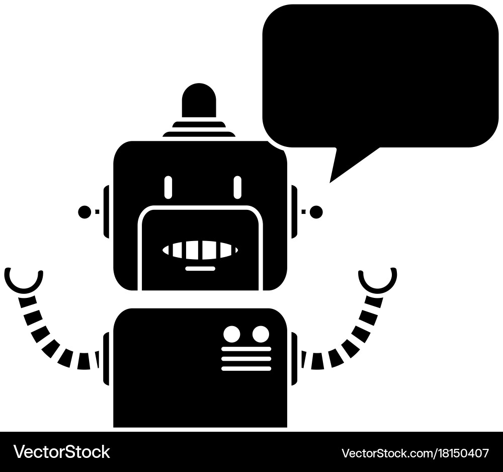 Electronic robot with speech bubble character Vector Image