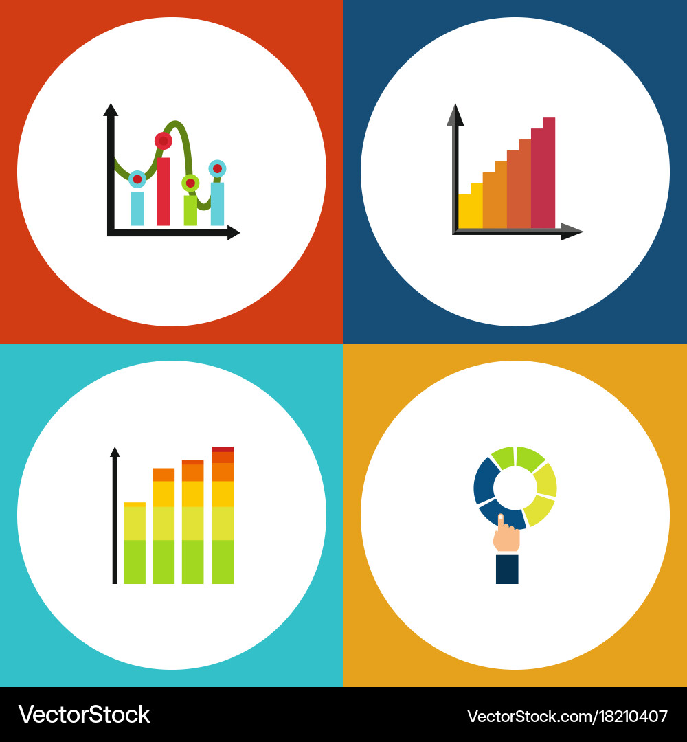 Flat icon graph set of chart monitoring pie bar vector image