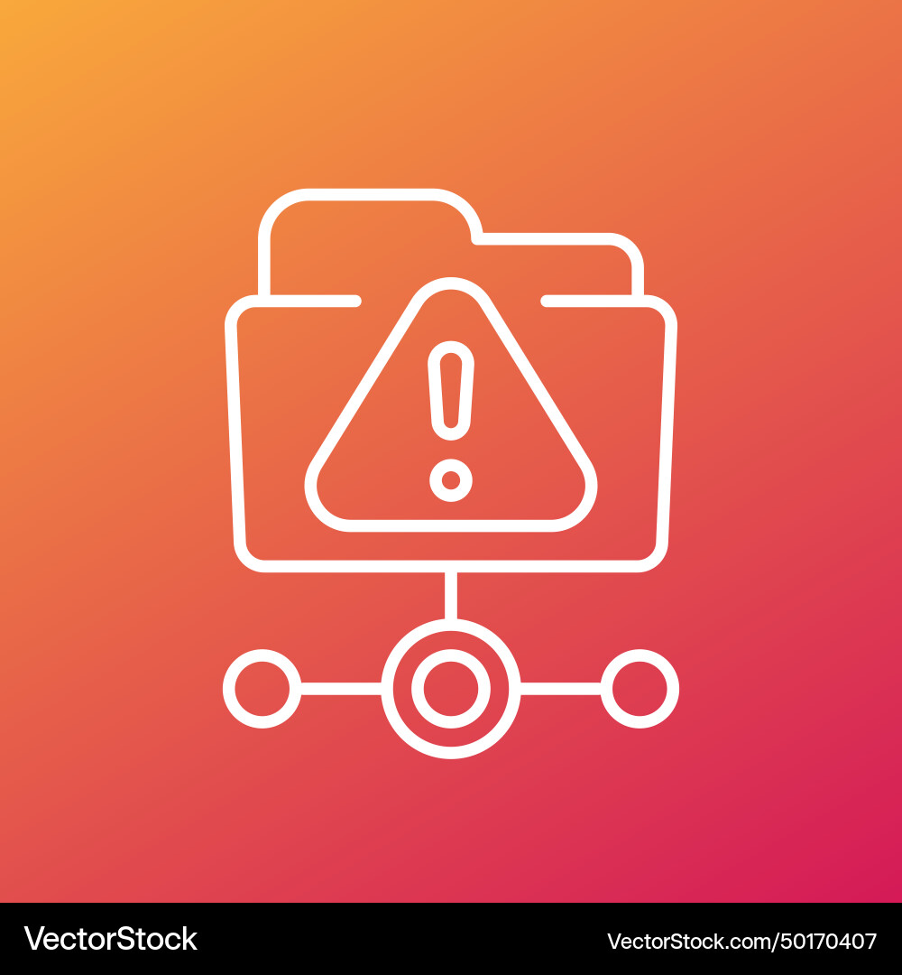 Ftp warning or error line icon vector image