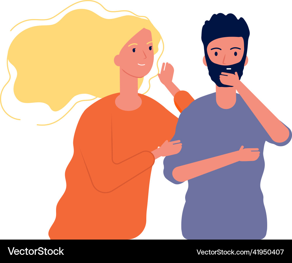 Gossiping male female woman speaking with man Gossiping male female woman speaking with man vector image