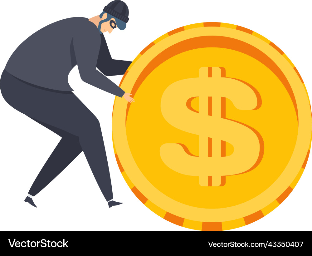 Hacker steals money cyberattack and computer vector image