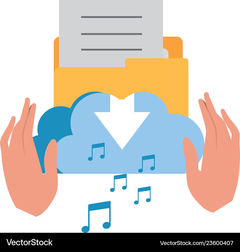 Hands with folder isolated icon vector image