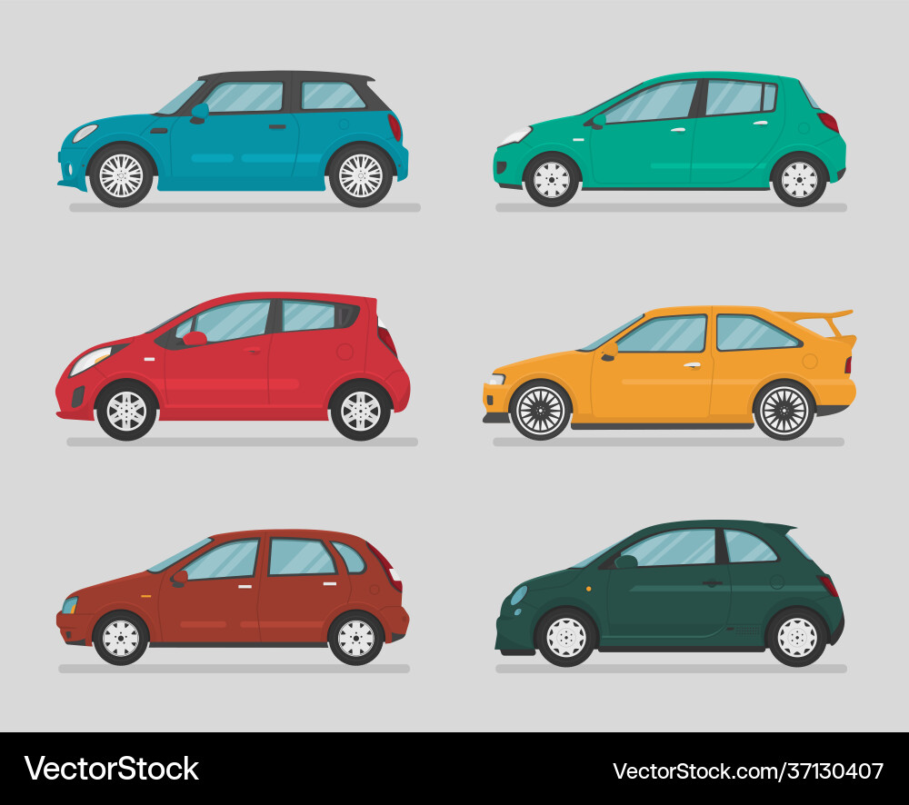 Hatchbacks in different colors Hatchbacks in different colors vector image