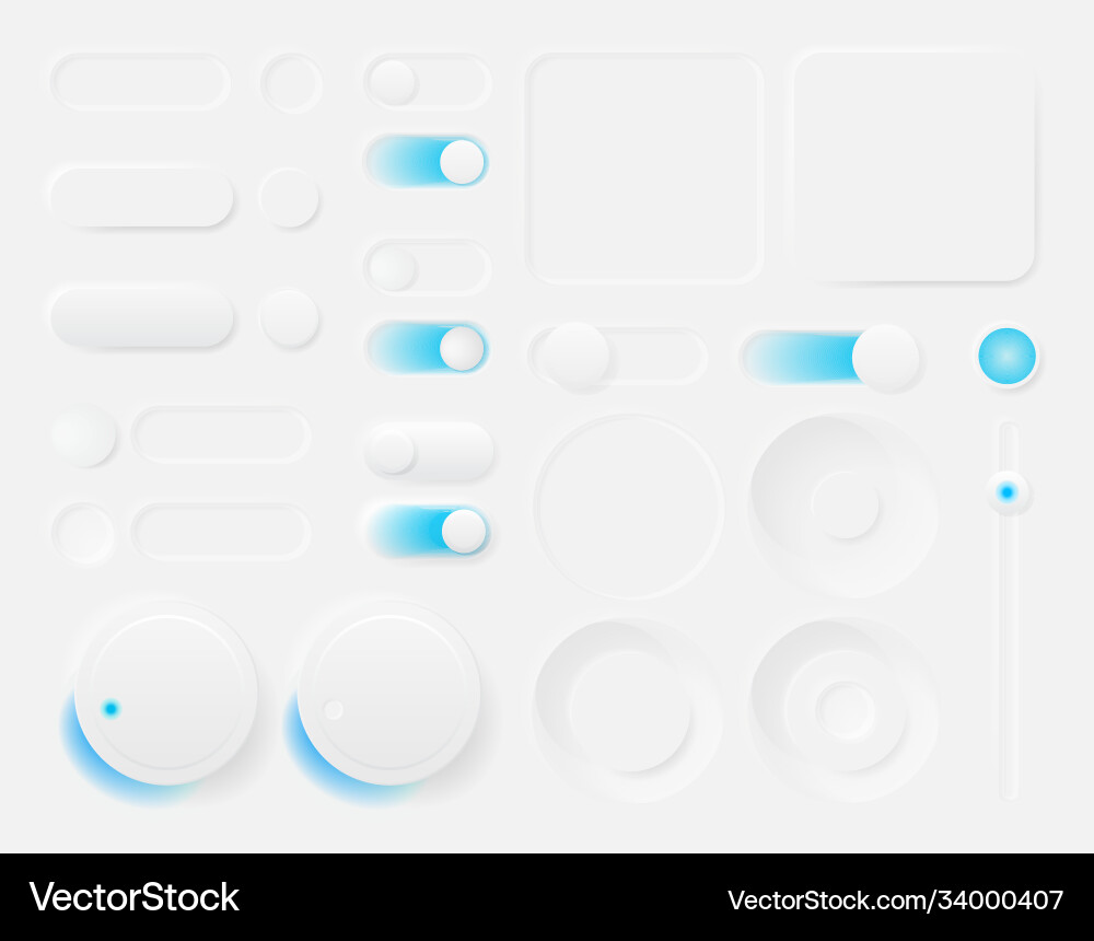 Neomorphic UI Button Set vector image