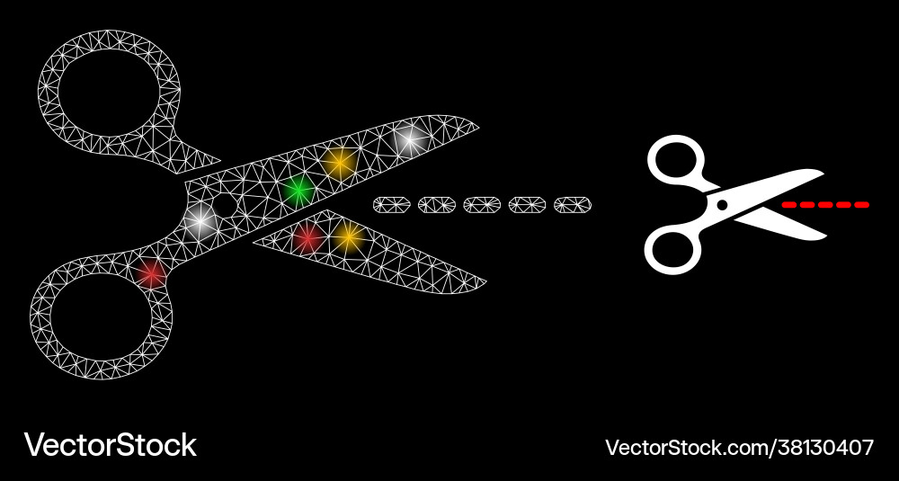 Net scissors line glare icon with colorful Net scissors line glare icon with colorful vector image