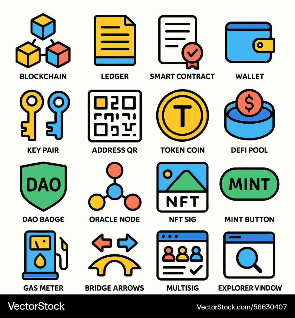 NFT Blockchain Icons – Royalty-Free Vector | VectorStock