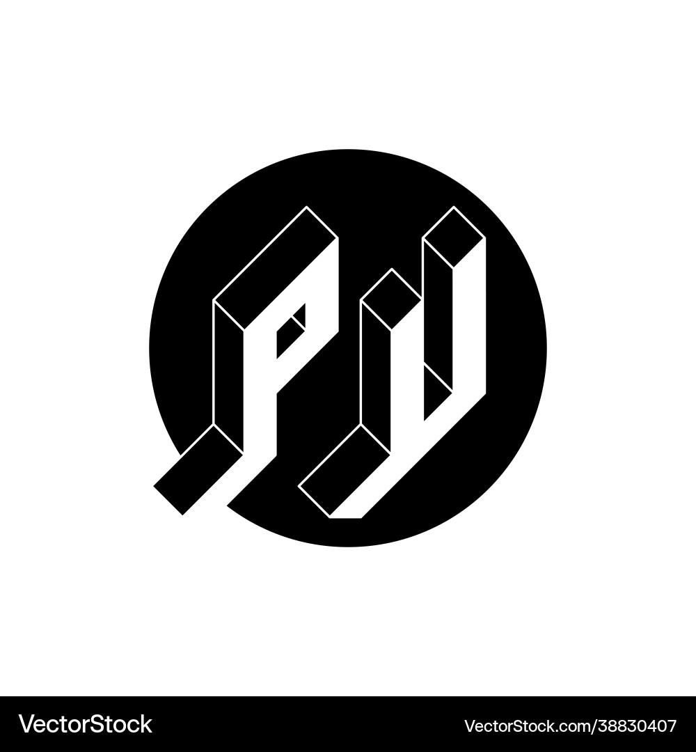 P and u - monogram or logotype isometric 3d font Vector Image