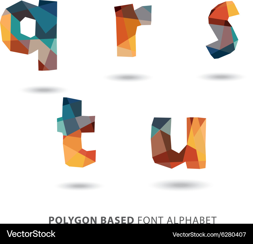 Polygonal colorful letters part of a to z set Vector Image