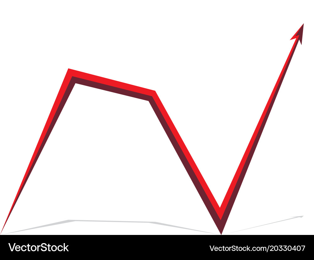 Red arrow graph on white background vector image