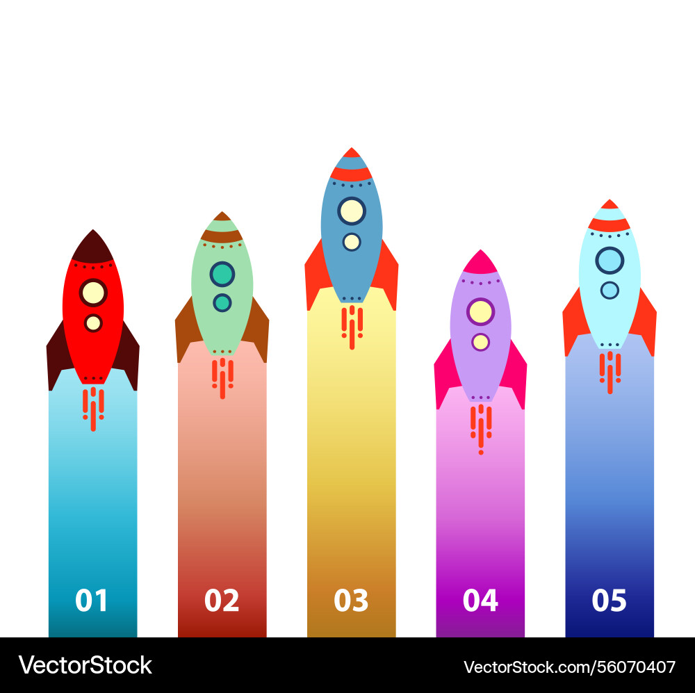 Rocket - successful startup list of points Vector Image