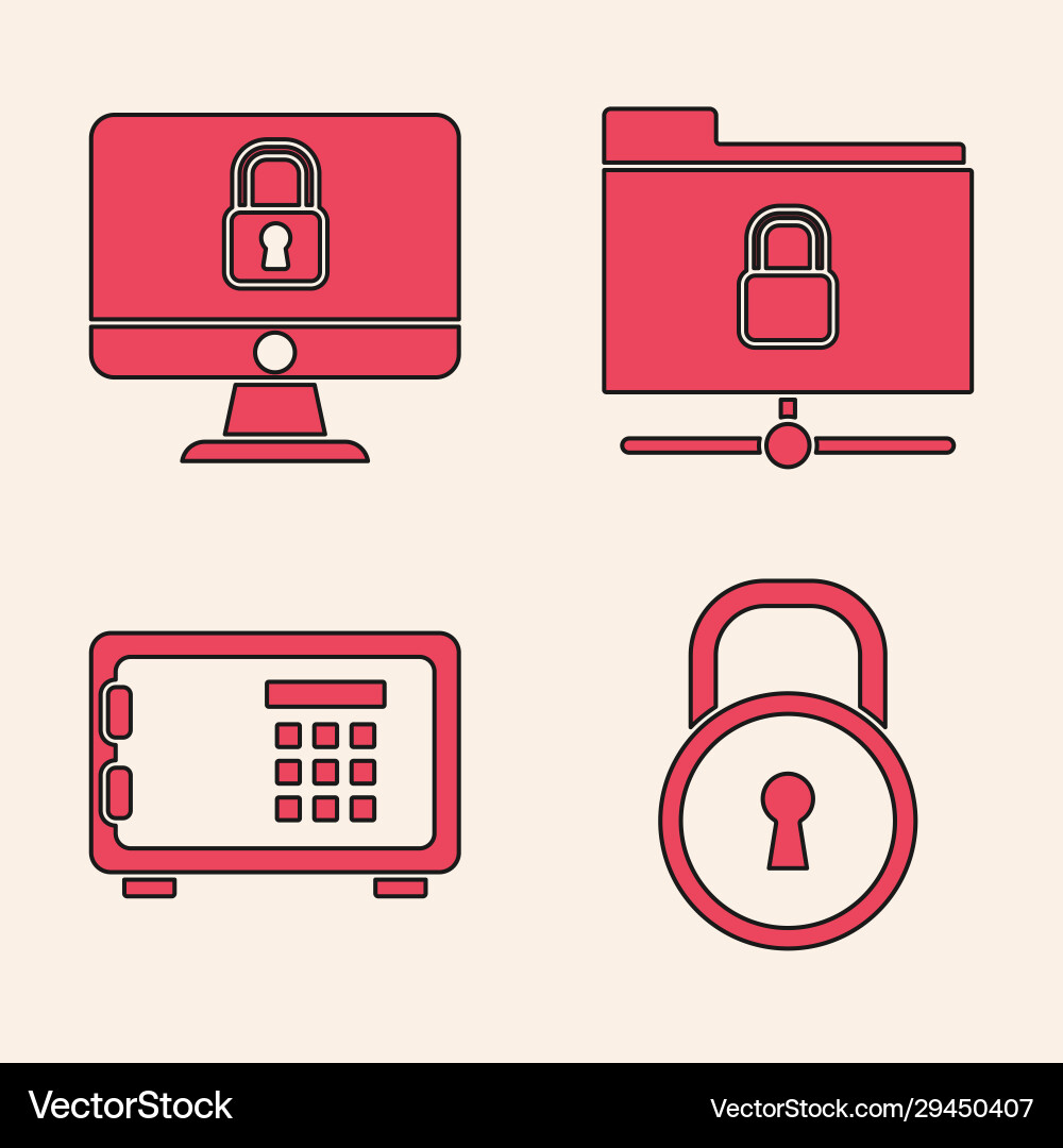 Set lock on computer monitor screen ftp Set lock on computer monitor screen ftp vector image