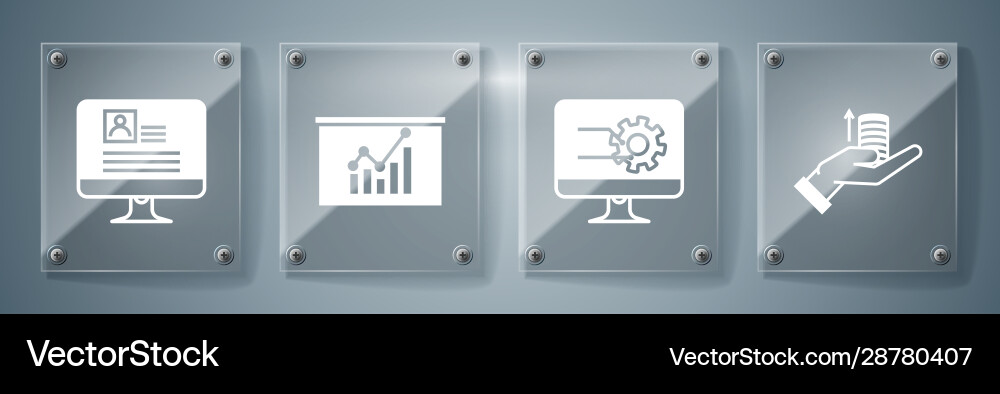 Set money on hand computer monitor with graph Set money on hand computer monitor with graph vector image