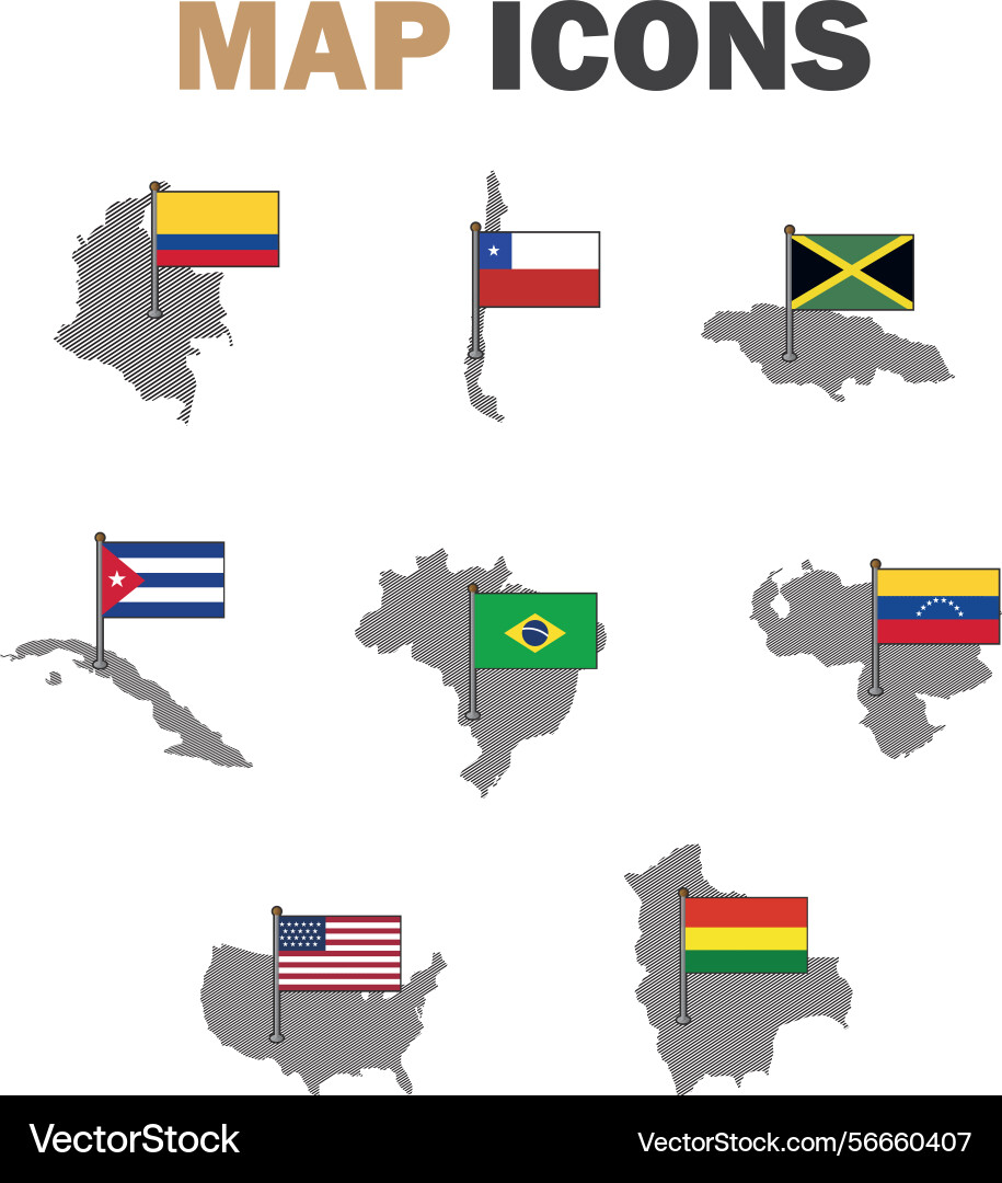 Set of maps with flags Vector Image