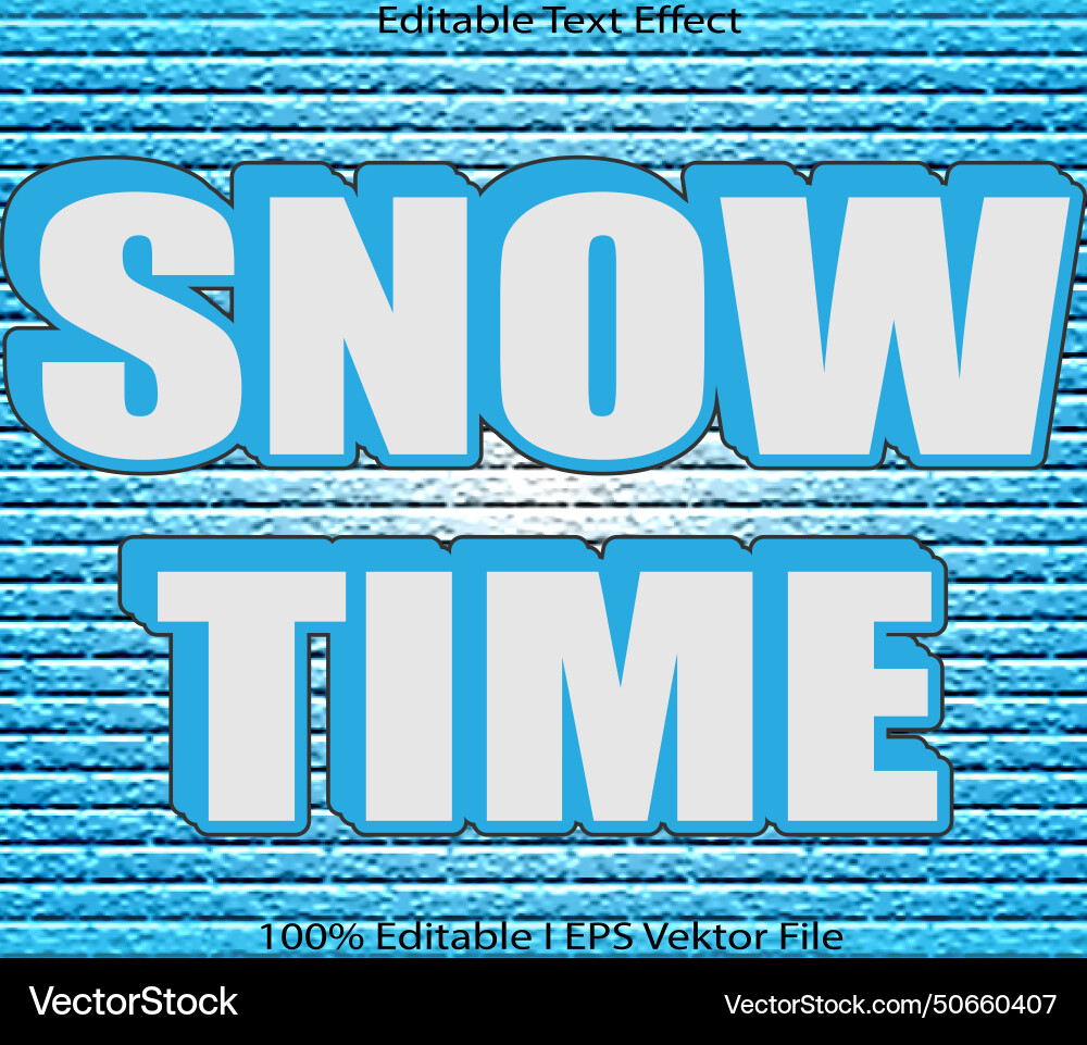 Snow time editable text effect Vector Image