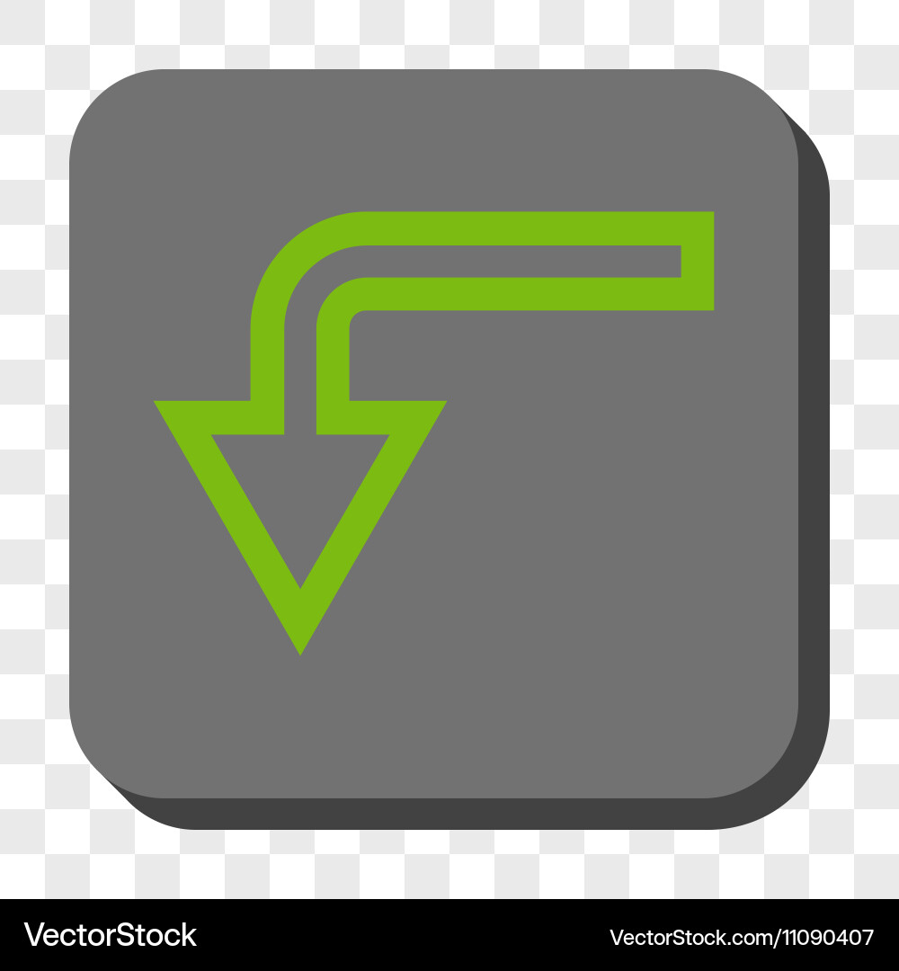 Turn down rounded square button vector image