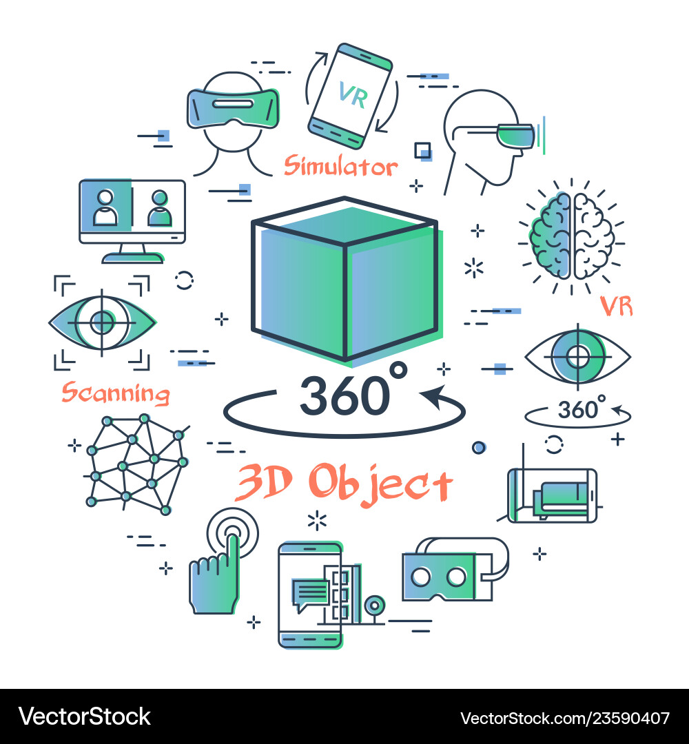 Virtual reality concept - 3d object icon Vector Image