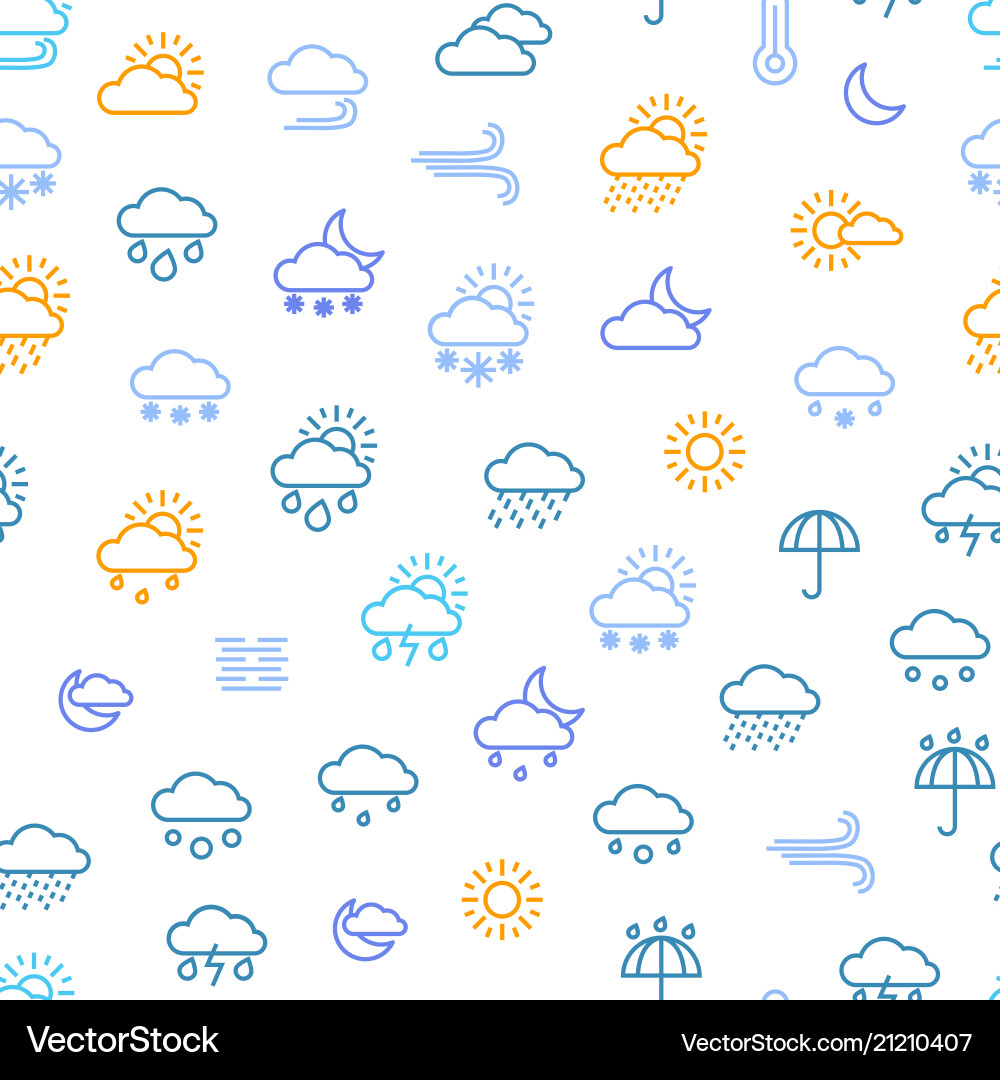 Weather forecast thin line seamless pattern Weather forecast thin line seamless pattern vector image