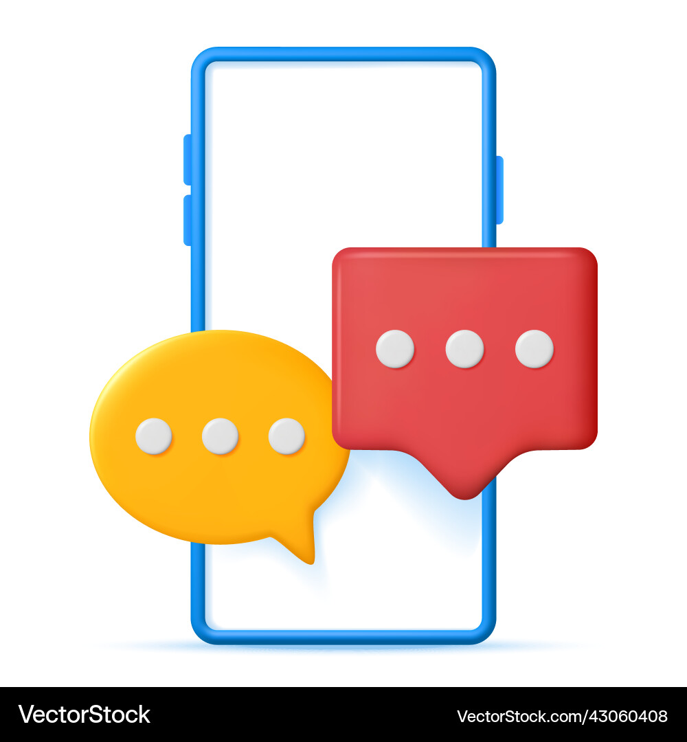 3d smartphone with text bubble isolated Vector Image