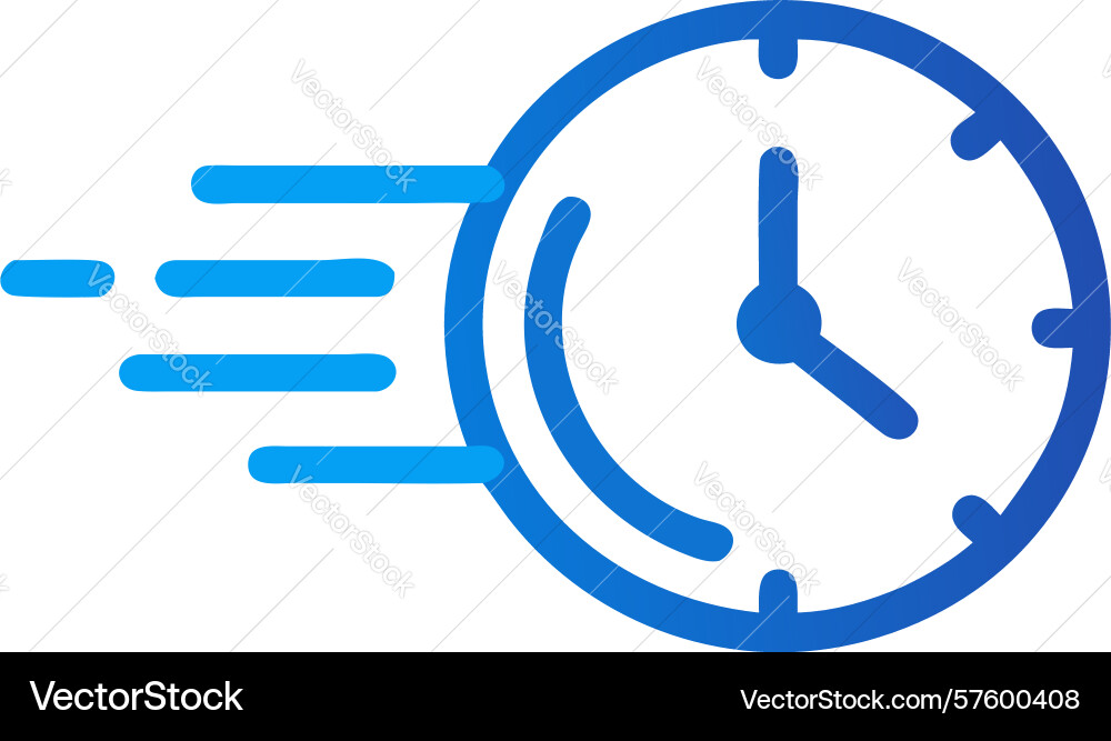 Accelerated time flow clock with swift arrow vector image