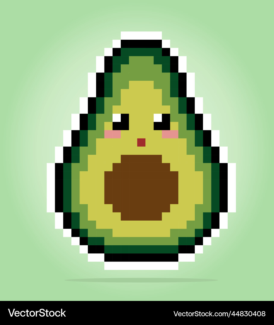 Avocado pixel characters 8 bit Vector Image