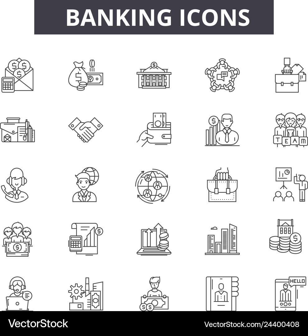 Banking line icons for web and mobile design Banking line icons for web and mobile design vector image