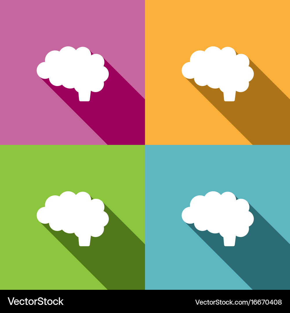 Brain icon with shade on different colors vector image