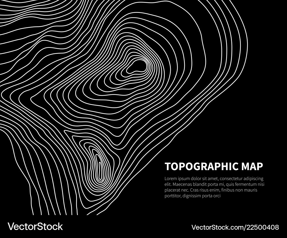 Contour map cartography line relief graphic vector image