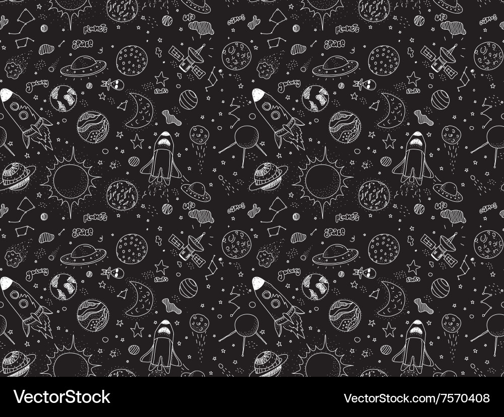 Cosmic Objects Pattern - Space Art vector image