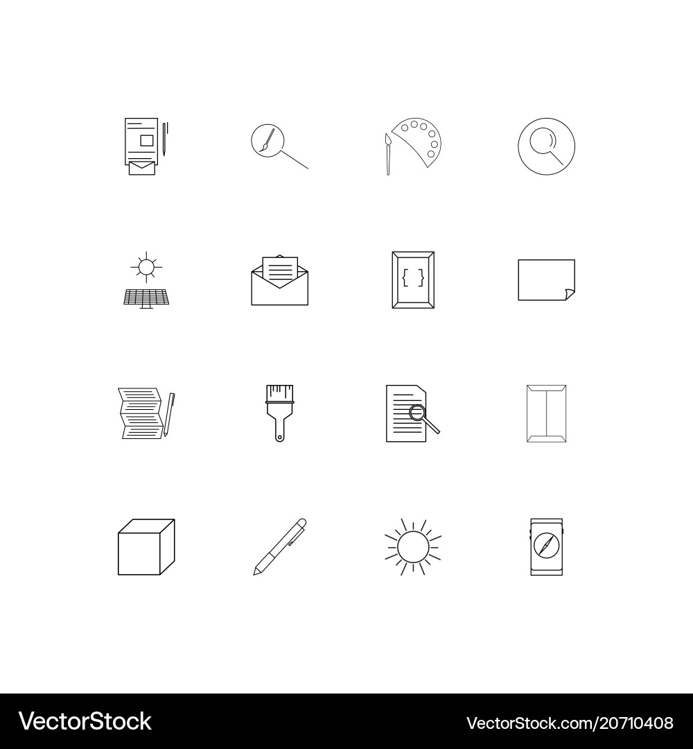 Creative process and design simple linear icons vector image