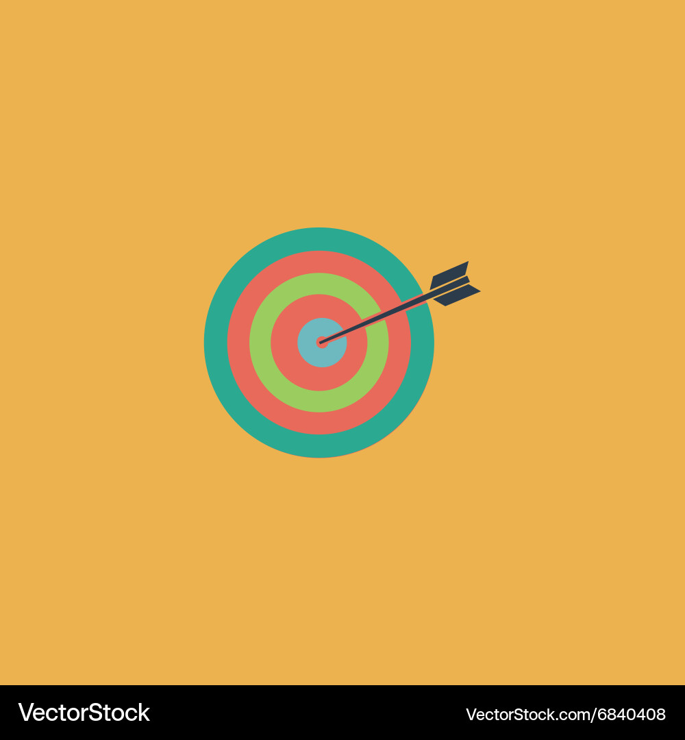 Dart is in the center of dartboard vector image