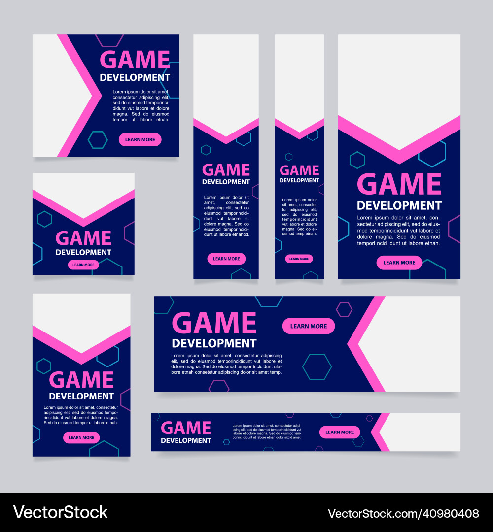 Game development course web banner design template Game development course web banner design template Vector Image
