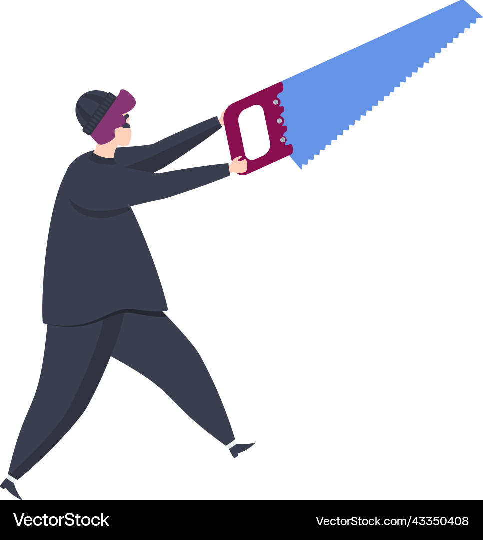 Hacker attack carries a saw cyberattack vector image