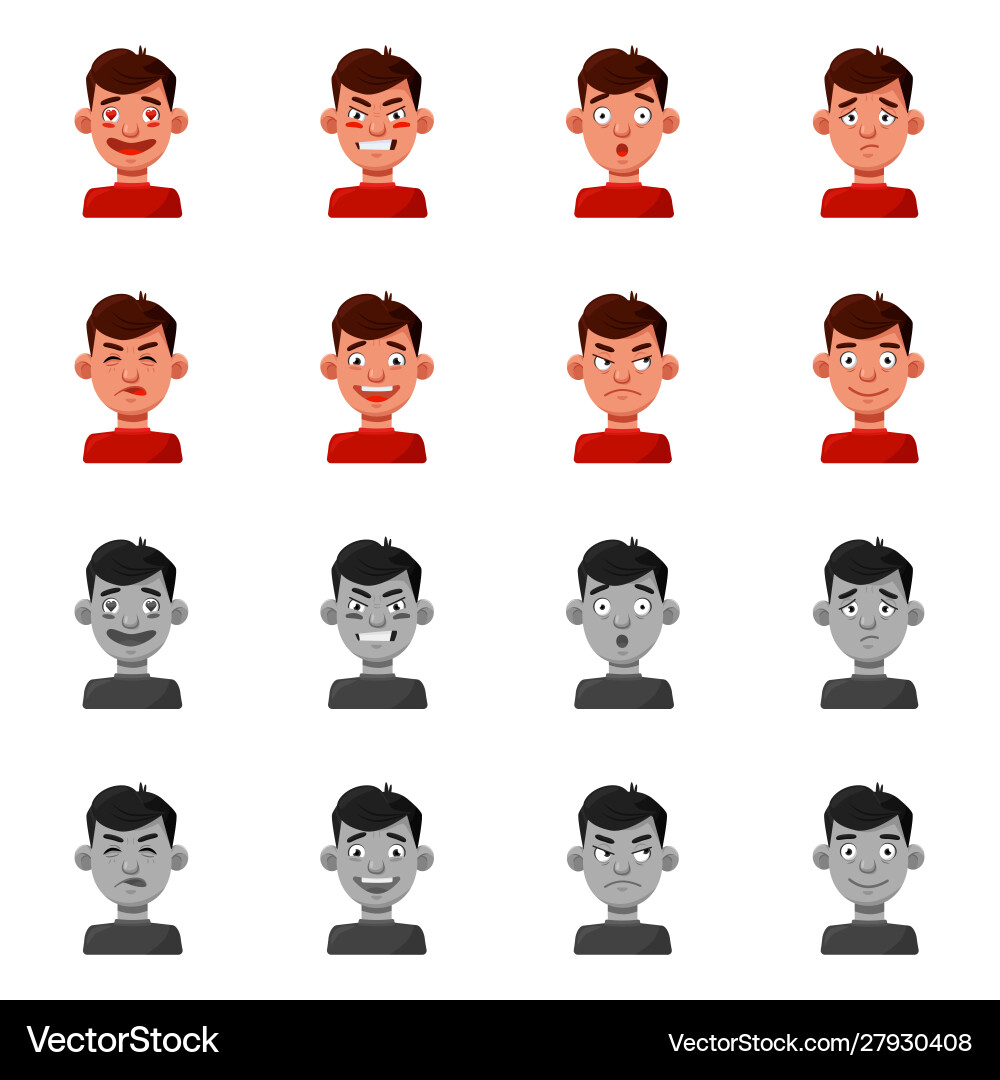 Isolated object face and boy icon collection Isolated object face and boy icon collection vector image