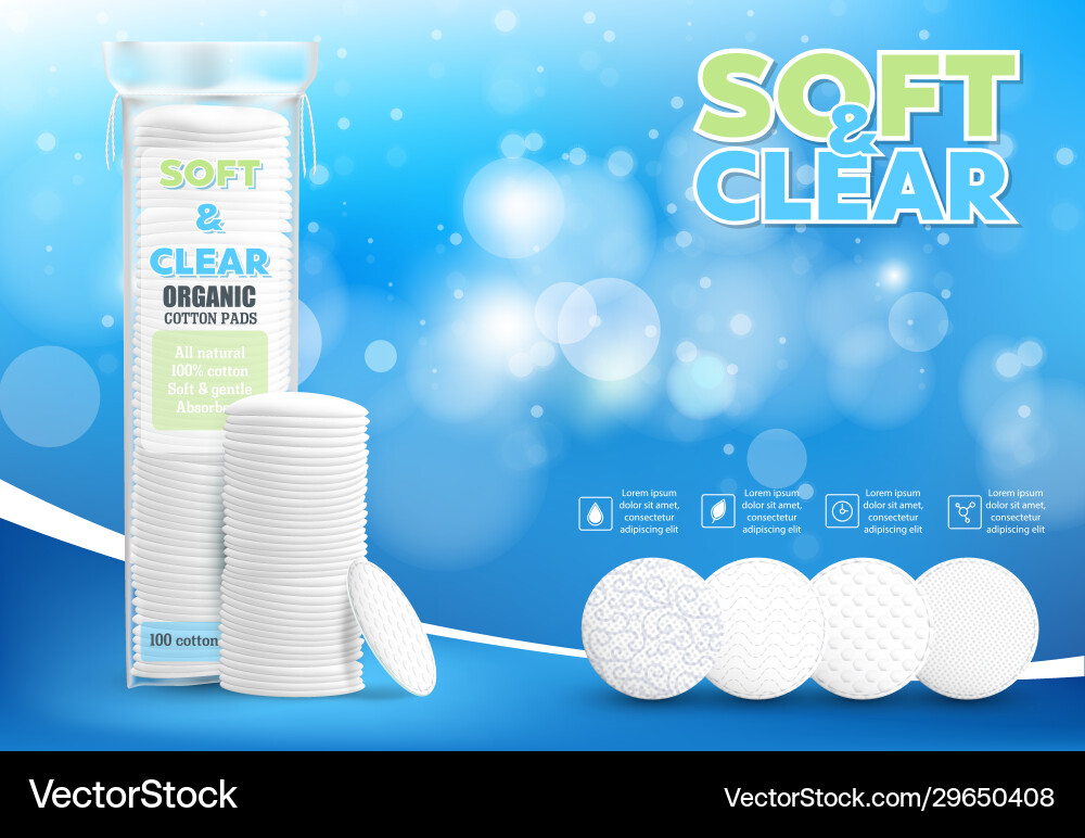 Kosmetik Baumwoll Pads Werbung vektorbild