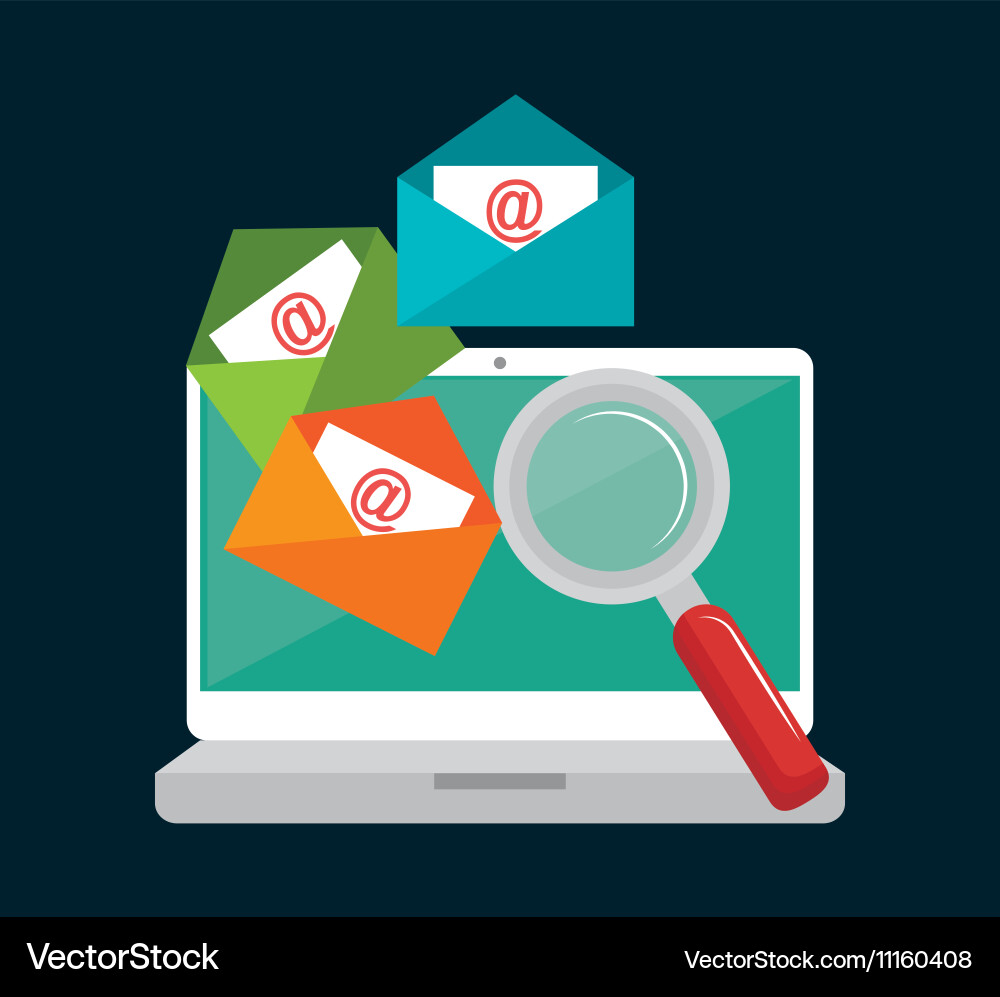 Laptop email searching data icon design Vector Image